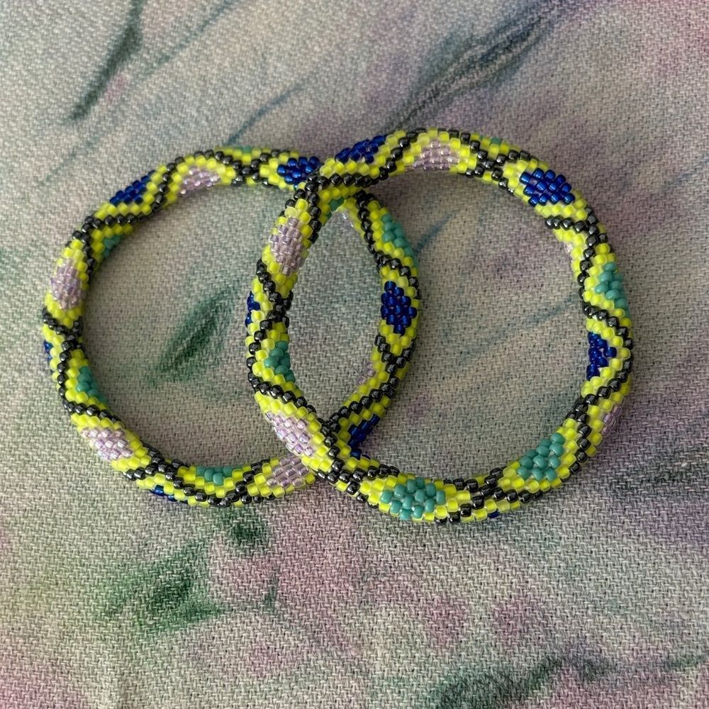 Green diamond boho Sashka & co. New 🆕 Colorful Beaded Bracelet 7”